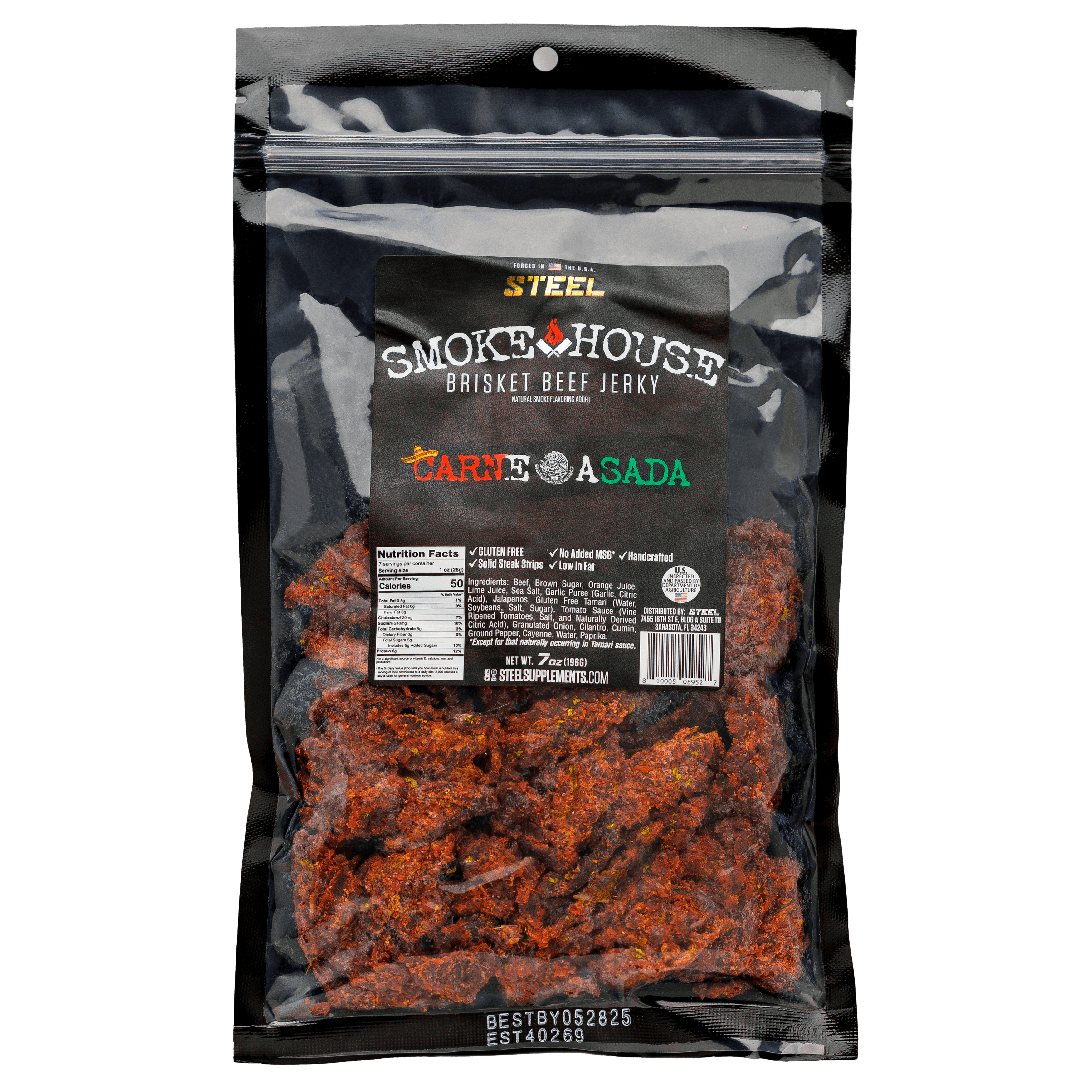 7 oz. Steel Smokehouse Brisket Beef Jerky 6 7 oz. Steel Smokehouse Brisket Beef Jerky