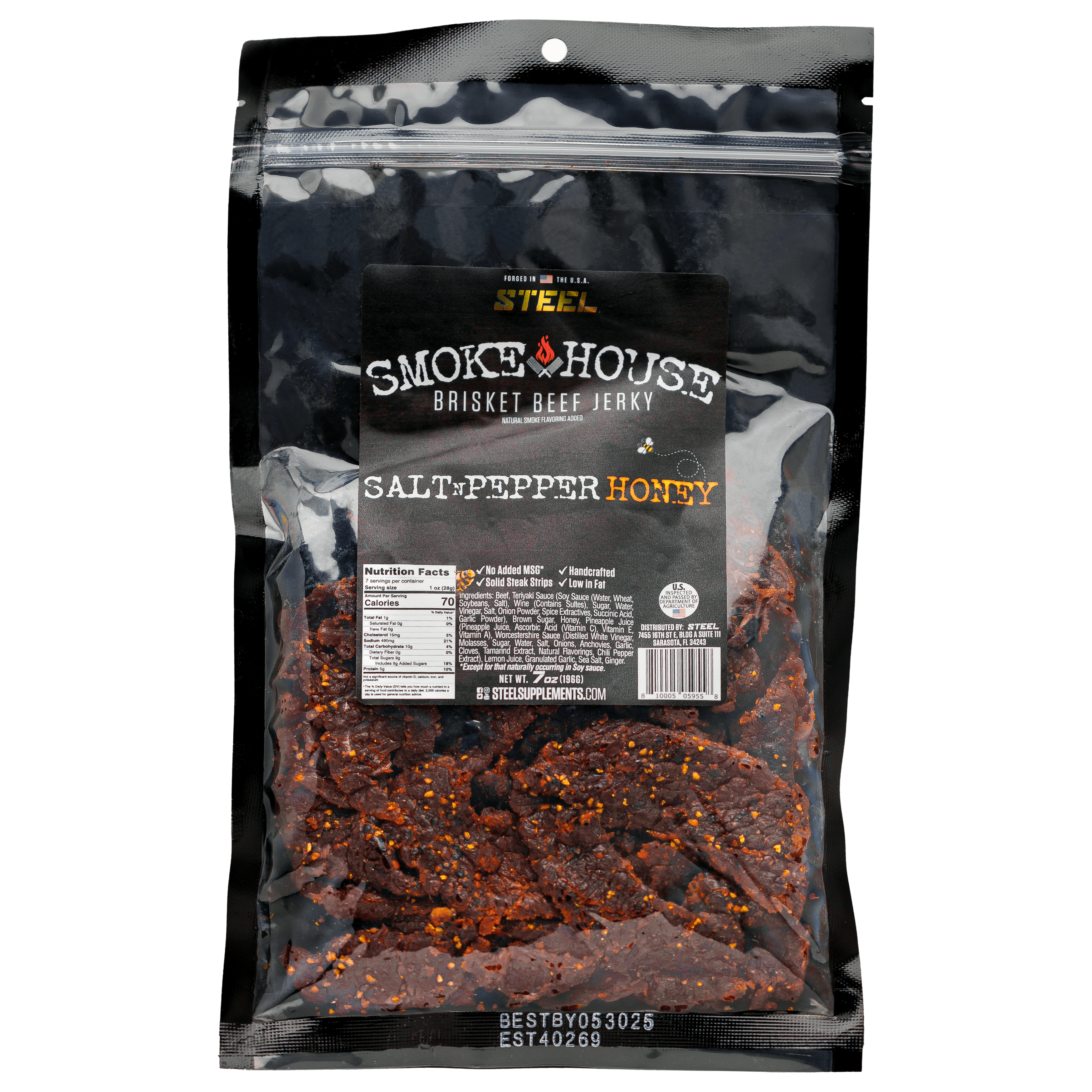 7 oz. Steel Smokehouse Brisket Beef Jerky 7 7 oz. Steel Smokehouse Brisket Beef Jerky