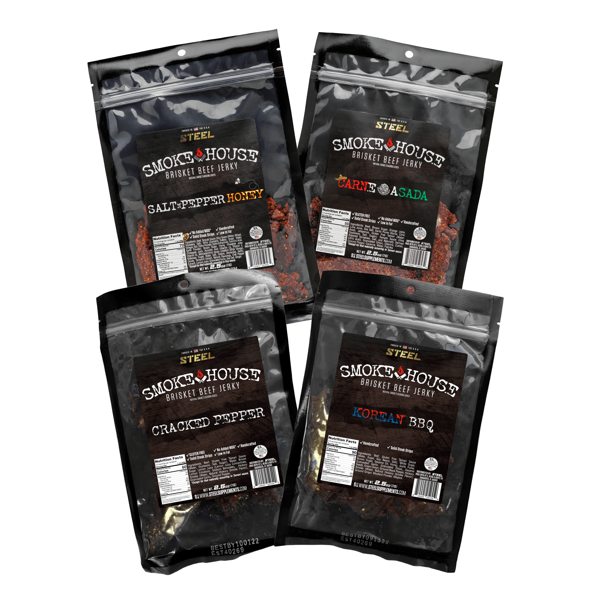 2.5 oz. Steel Smokehouse Brisket Beef Jerky Variety Pack