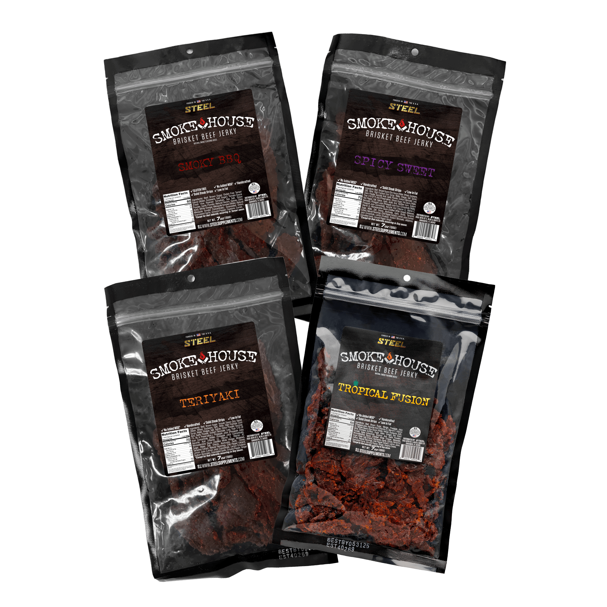 7 oz. Steel Smokehouse Brisket Beef Jerky Variety Pack 2 7 oz. Steel Smokehouse Brisket Beef Jerky Variety Pack