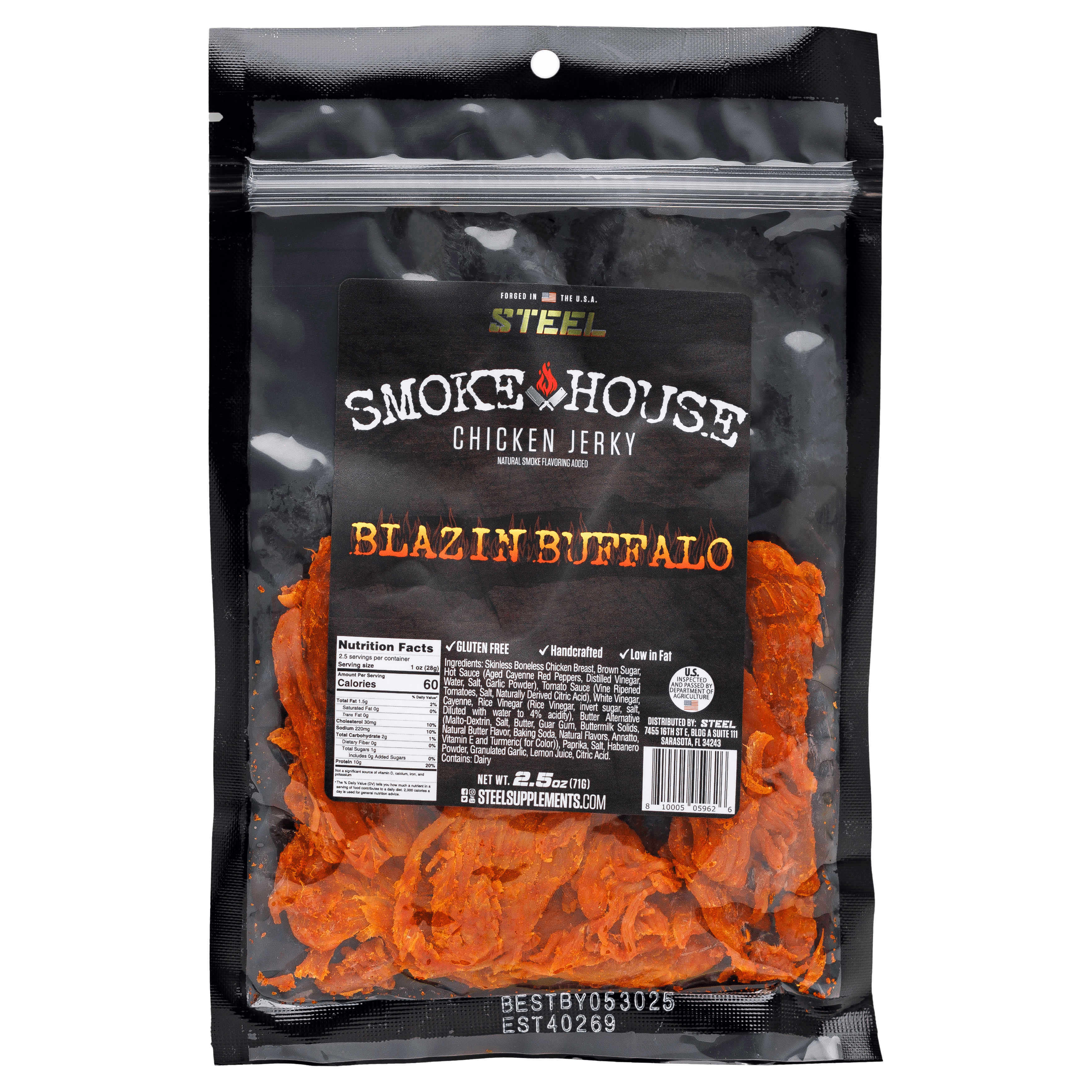 2.5 oz. Steel Smokehouse Chicken Jerky