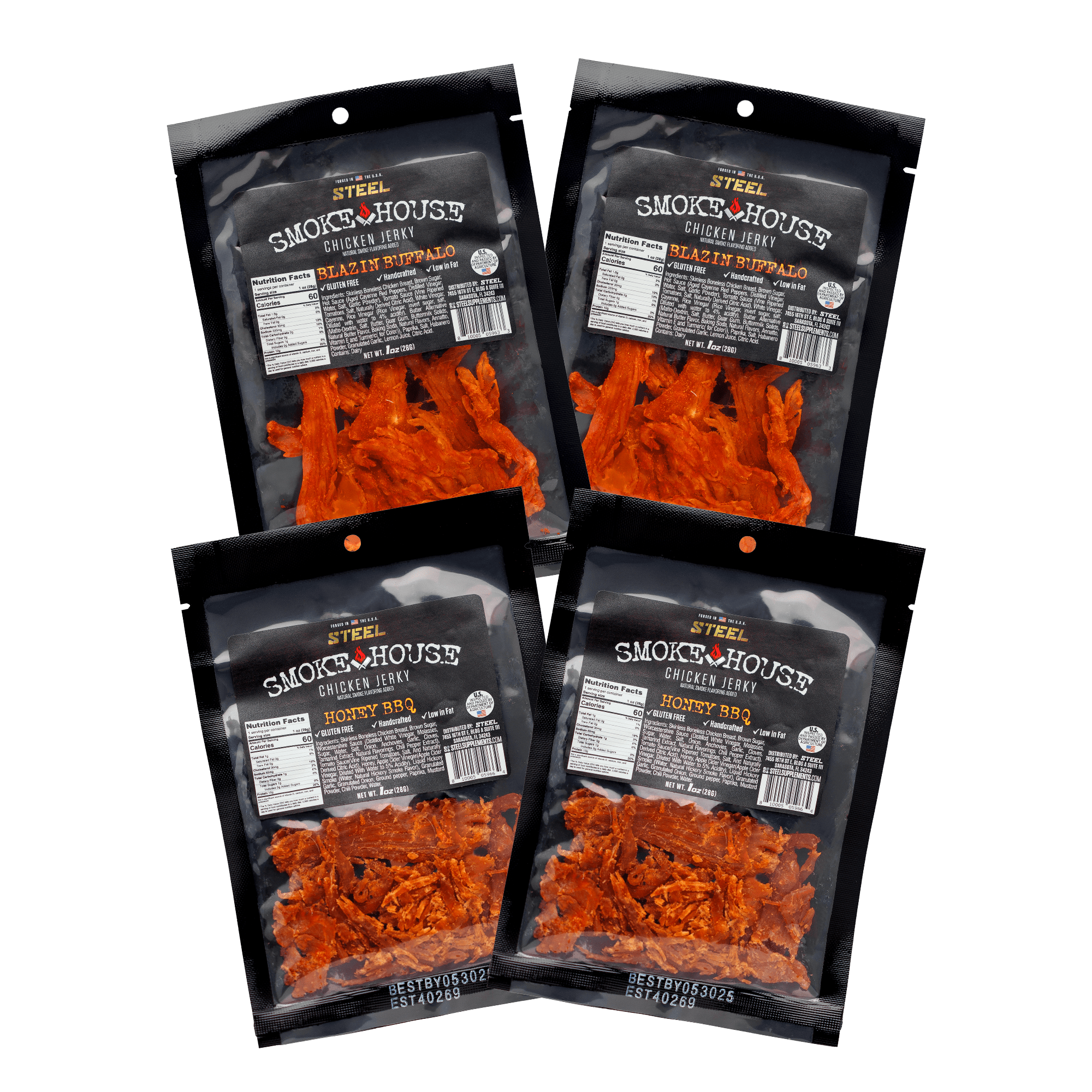 1 oz. Steel Smokehouse Chicken Jerky Variety Pack