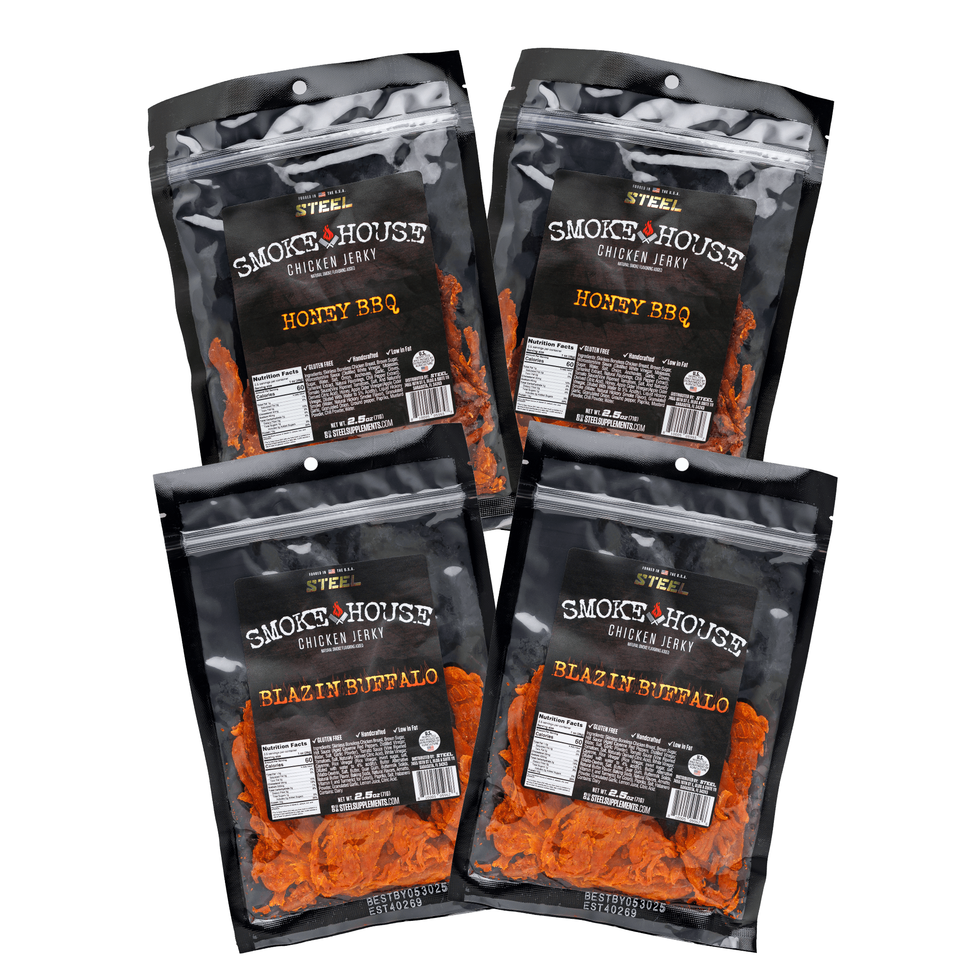 2.5 oz. Steel Smokehouse Chicken Jerky Variety Pack