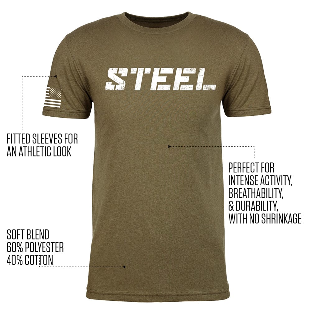 STEEL Military Green w/ Stars & Stripes Performance T-Shirt 4 STEEL Military Green w/ Stars & Stripes Performance T-Shirt