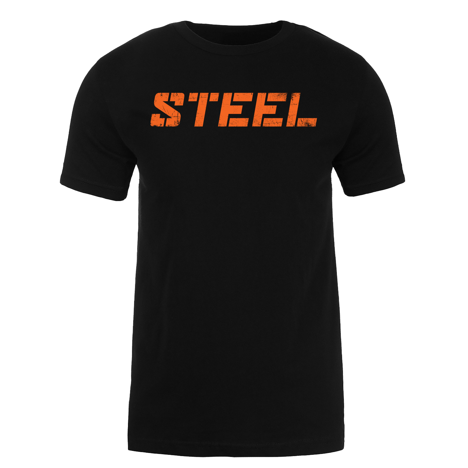 Orange STEEL on Black Performance T-Shirt