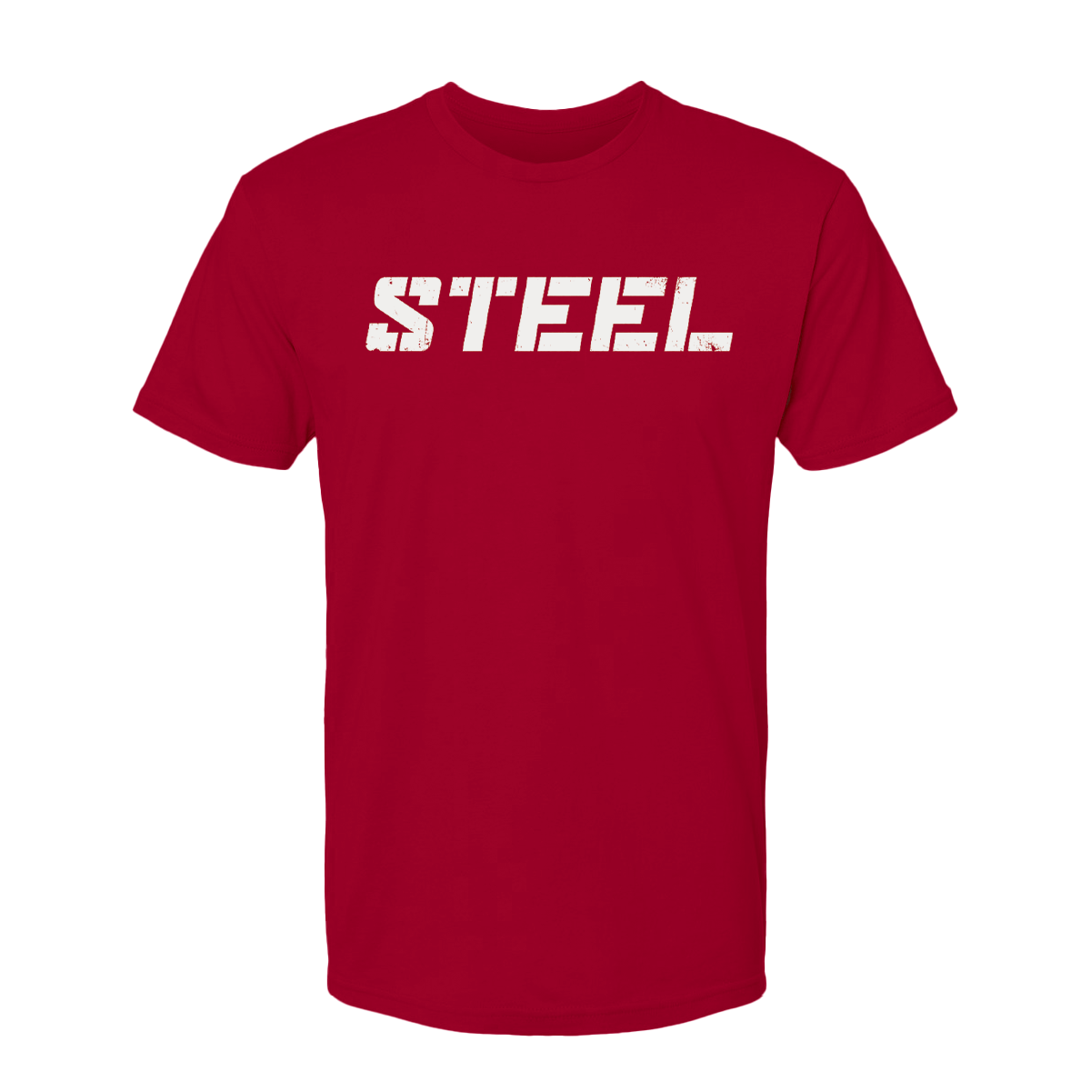 Red with White STEEL T-Shirt 1 Red with White STEEL T-Shirt